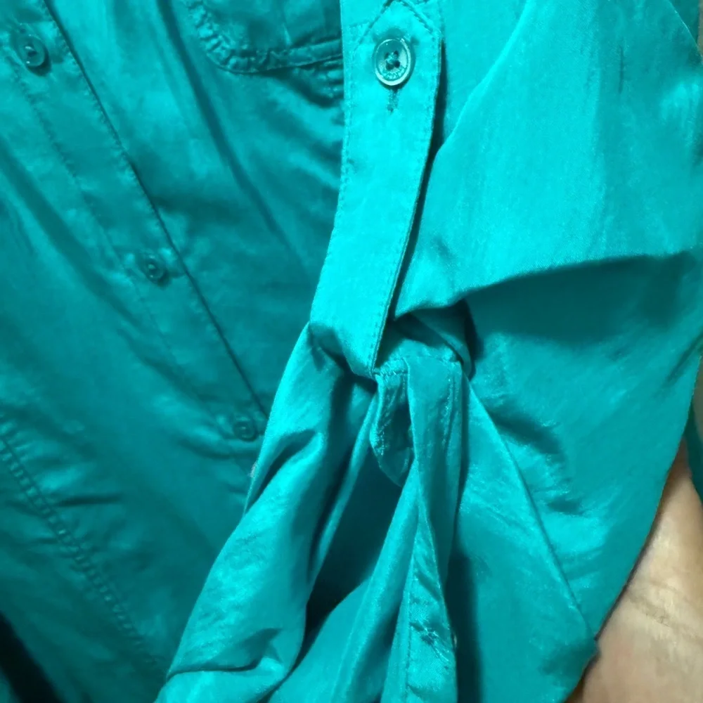 Tommy Bahama Turquoise Button-Down Shirt 100% Silk Size XL